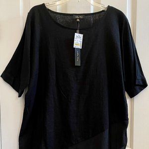 NWT MELISSA PAIGE WOMAN'S BLACK TOP LINEN BLEND SZ M